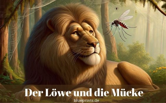 Ein Löwe fixiert ein Mücke