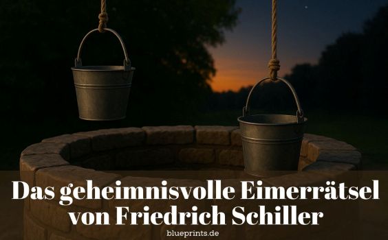 Zwei Eimer und ein Brunnen bei Nacht