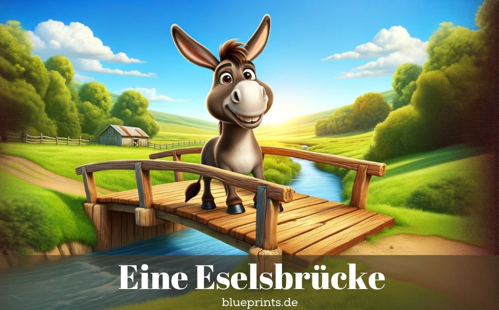 Eine Esel auf einer Brücke