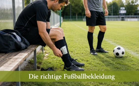 Mann zieht sich seine Stutzen an.