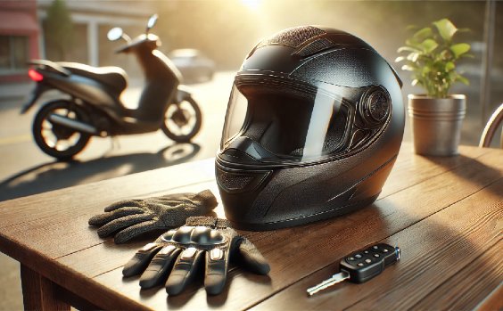 Helm, Roller, Handschuhe, Schlüssel