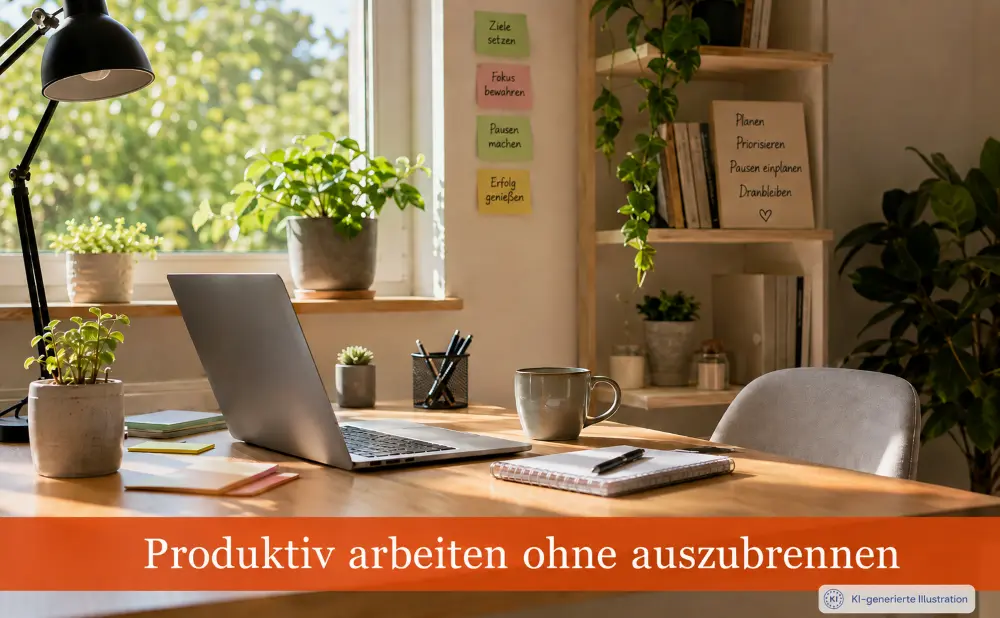 Produktiver Arbeitsplatz im Sonnenlicht