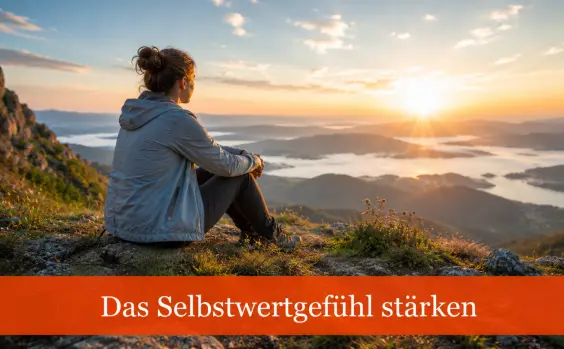 Frau blickt auf Nebel über Bergen