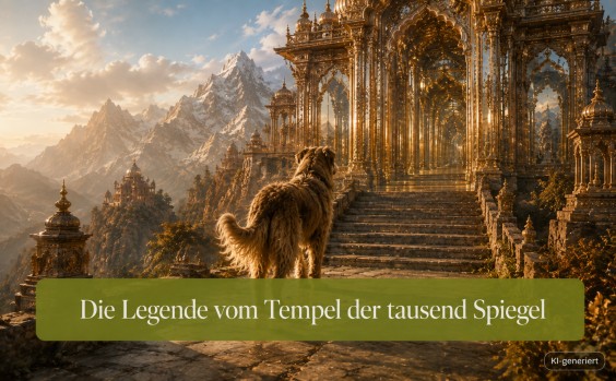 Ein Hund auf dem Weg zum Tempel.