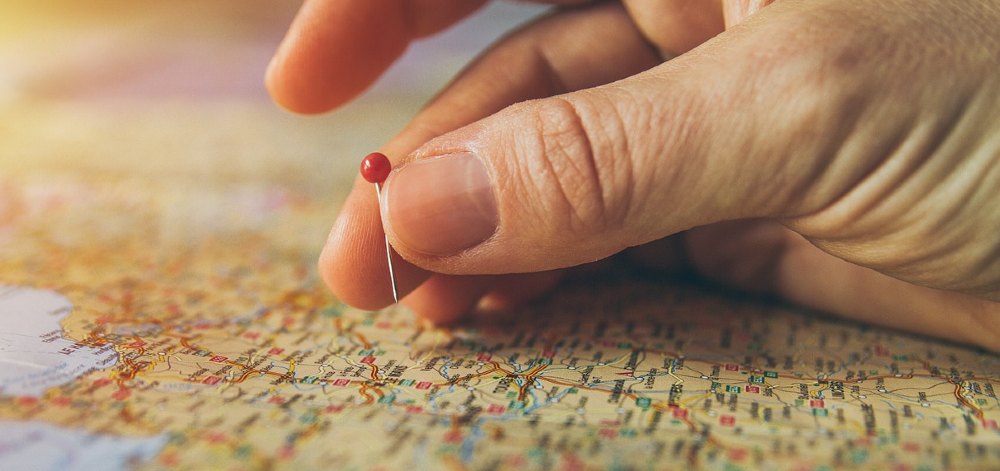 Zielmarkierung auf Landkarte