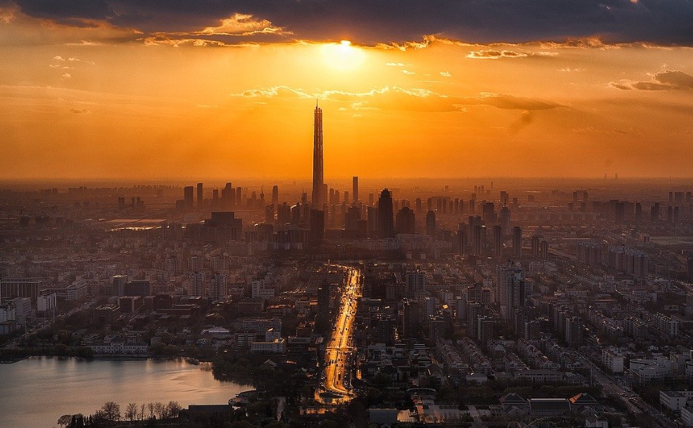 Tianjin in der Dämmerung